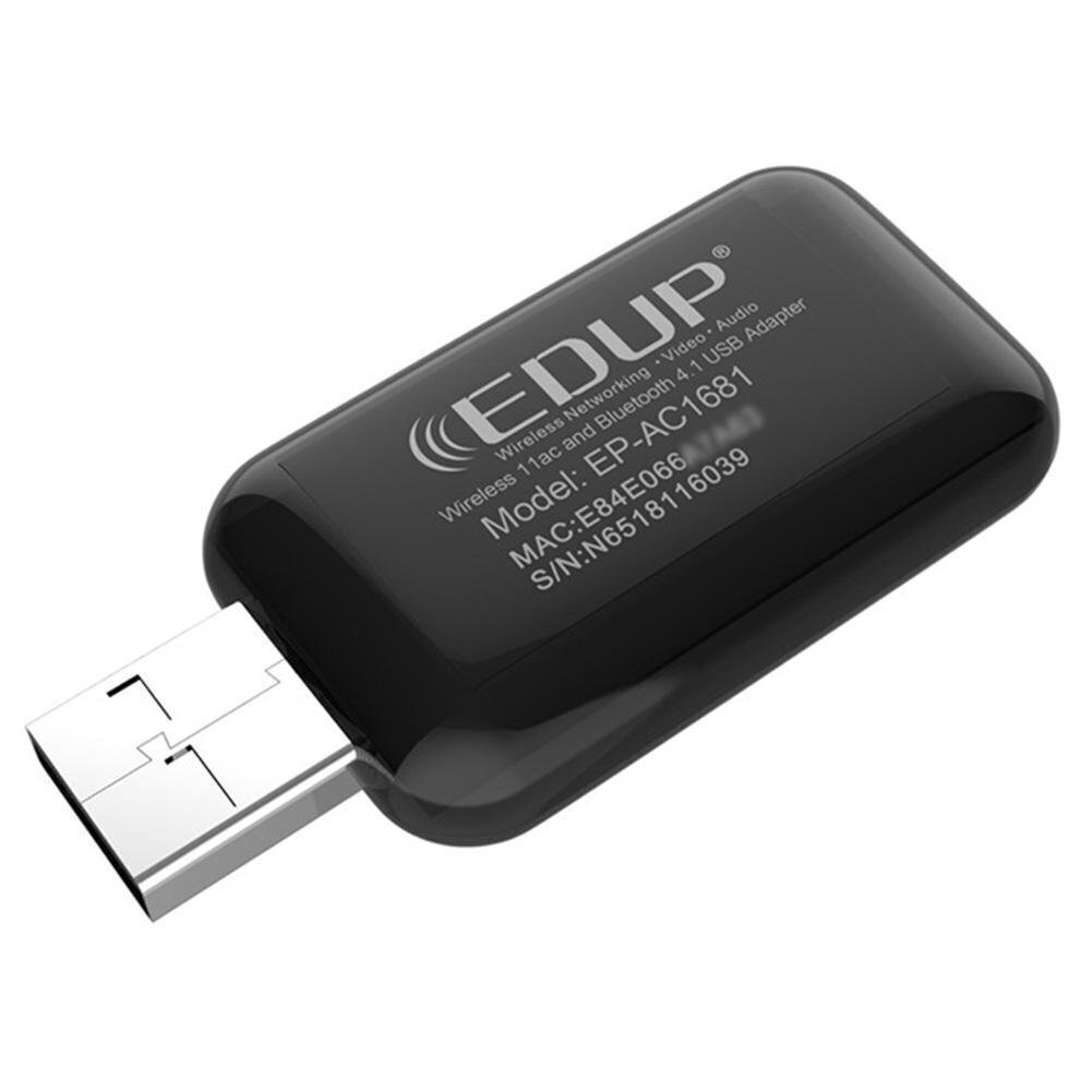 EDUP EP - AC1681 1200Mbps Dual Band USB WiFi Adapter Bluetooth 2.4GHz / 5.8GHz / 802.11AC / Välise antenniga - must hind ja info | USB adapterid ja jagajad | hansapost.ee