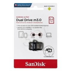 Mälupulk SanDisk Ultra Dual Drive 3.0 64GB 150MB/s hind ja info | USB-adapterid autosse | hansapost.ee