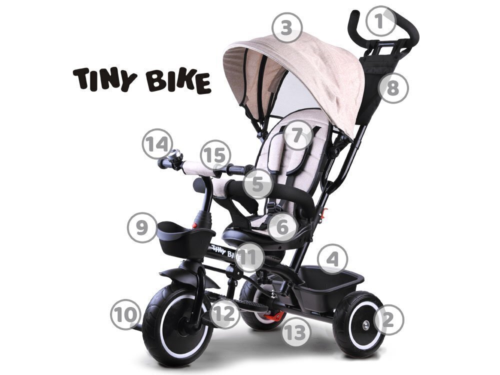 Kolmerattaline katusega "Tiny Bike 3in1", beež hind ja info | Kolmerattalised jalgrattad lastele | hansapost.ee