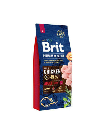 Brit Premium By Nature Adult suurt tõugu koertele kanaga, 15 kg hind ja info | Koerte kuivtoit ja krõbinad | hansapost.ee