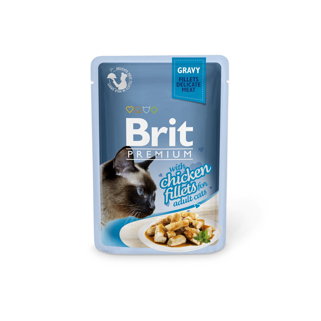 Brit Premium Cat Delicate konserv kassidele kotis Chicken in Gravy 85g x 24tk цена и информация | Kassikonservid | hansapost.ee