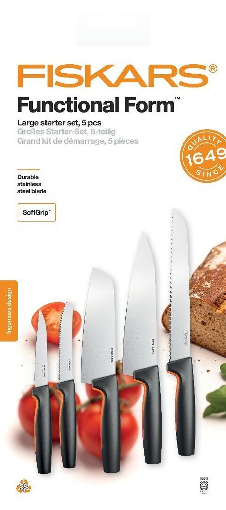 Fiskars Functional Form suur alustuskomplekt, 5 osa цена и информация | Kööginoad ja teritajad | hansapost.ee