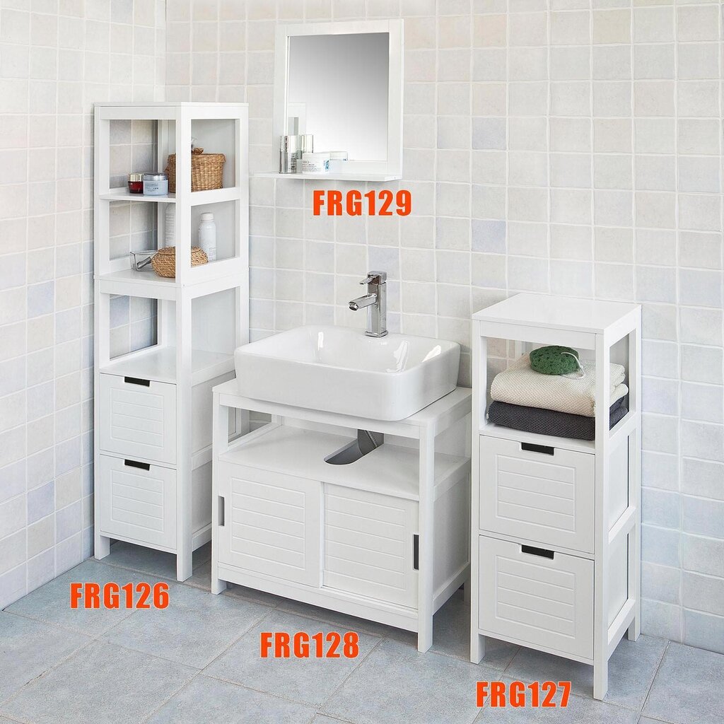 Eraldiseisev vannitoa valamukapp SoBuy FRG128-W, valge hind ja info | Vannitoakapid | hansapost.ee