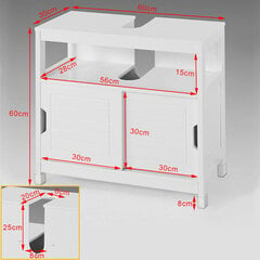 Встроенный шкафчик для ванной под раковину SoBuy FRG128-W, белый цена и информация | Шкафчики для ванной | hansapost.ee