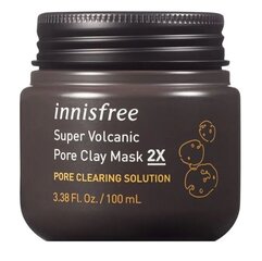 Vulkaanilise saviga näomask Innisfree Super Volcanic Pore Clay Mask 2X 100 ml цена и информация | Маски для лица, патчи для глаз | hansapost.ee