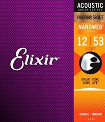 Струны для акустической гитары Elixir 16052 0.012-0.053 Phosphor Bronze Nanoweb цена и информация | Принадлежности для музыкальных инструментов | hansapost.ee