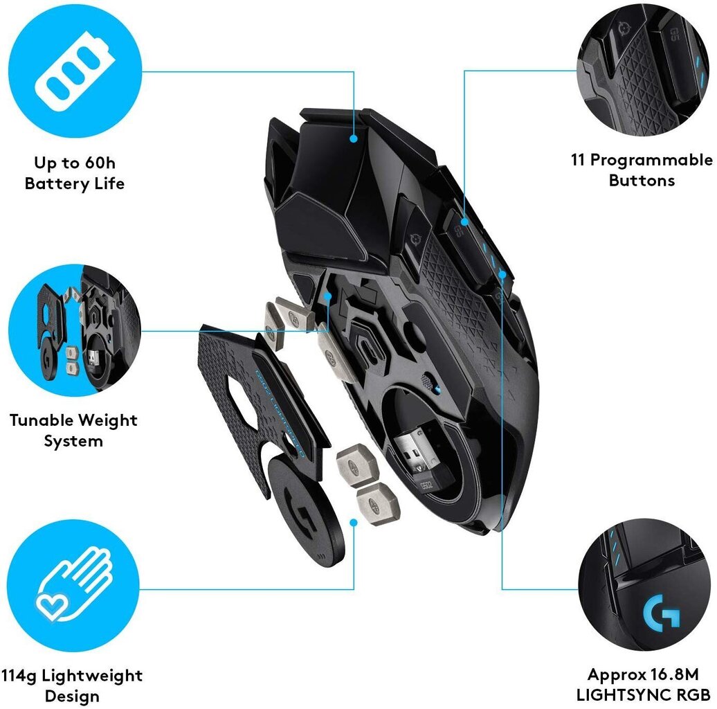 Logitech G502 LightSpeed цена и информация | Arvutihiired | hansapost.ee