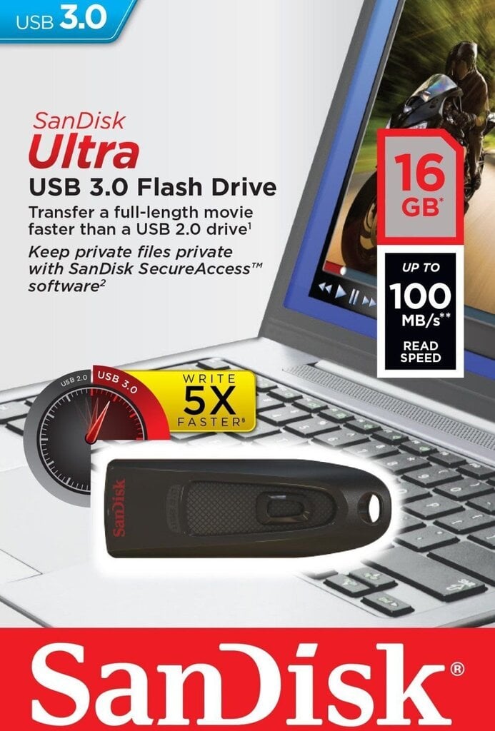 Mälupulk Sandisk 16GB USB3.0 Flash Drive Ultra цена и информация | Mälupulgad | hansapost.ee