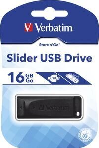 Mälupulk Verbatim - Slider 16GB, must цена и информация | Mälupulgad | hansapost.ee