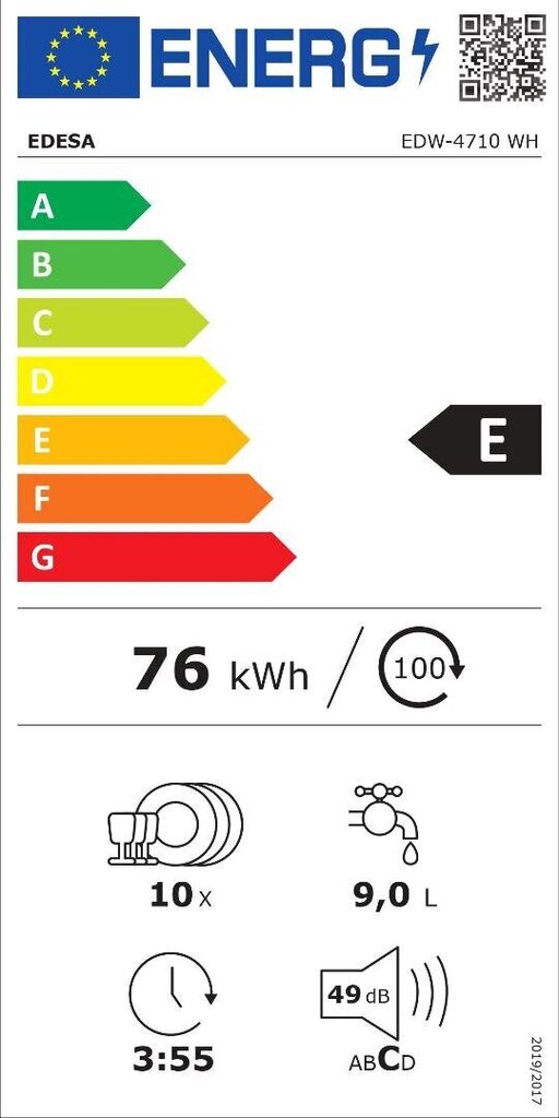 Edesa EDW-4710 WH цена и информация | Nõudepesumasinad | hansapost.ee