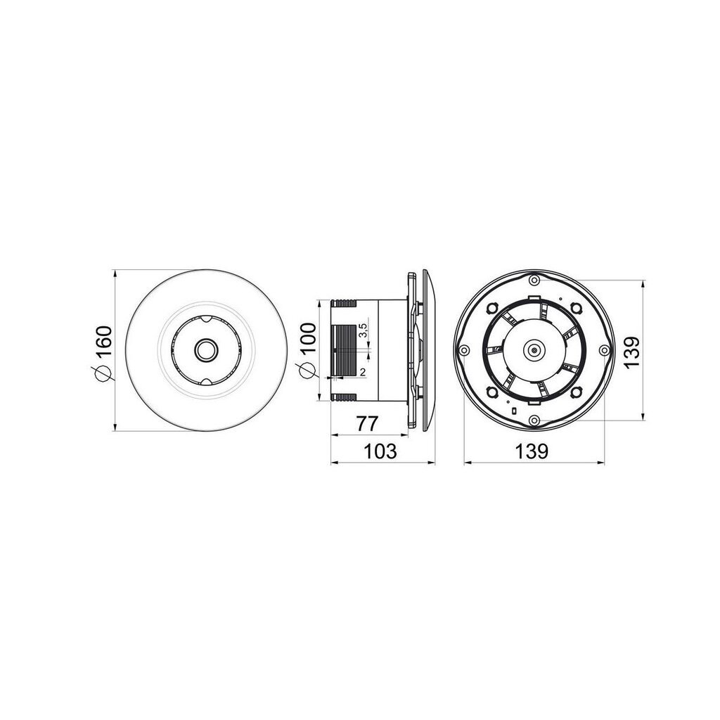 Ventilaator Awenta, Orbit WXO 100T, 100 mm, valge hind ja info | Vannitoa ventilaatorid | hansapost.ee