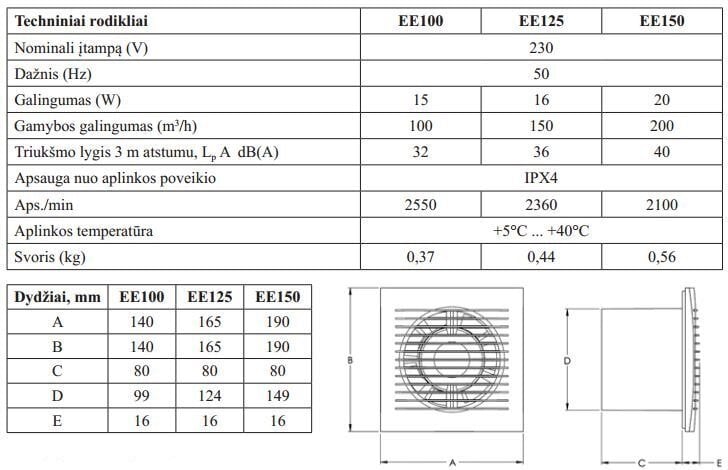 Elektriline tõmbeventilaator Europlast E-EXTRA EE100, Ø100 mm цена и информация | Vannitoa ventilaatorid | hansapost.ee