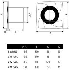 Vannitoa ventilaator Cata B-12 Plus hind ja info | Vannitoa ventilaatorid | hansapost.ee