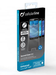 4.3-4.5 universal screen SECOND GLASS by Cellular tr. hind ja info | Cellularline Mobiiltelefonid, fotokaamerad, nutiseadmed | hansapost.ee