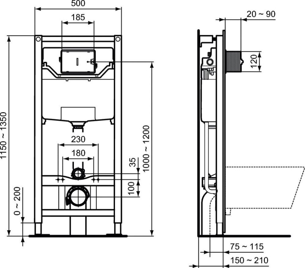 Tualettpoti-komplekt Ideal Standard ProSys, WC Connect Air Aquablade ja pehme sulgemiskaanega hind ja info | WС-potid | hansapost.ee