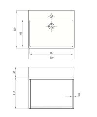 Praustuvas Deante Temisto su pakabinama konsole, 60x50 cm, CDTW6U6S, White/Nero цена и информация | Раковины | hansapost.ee