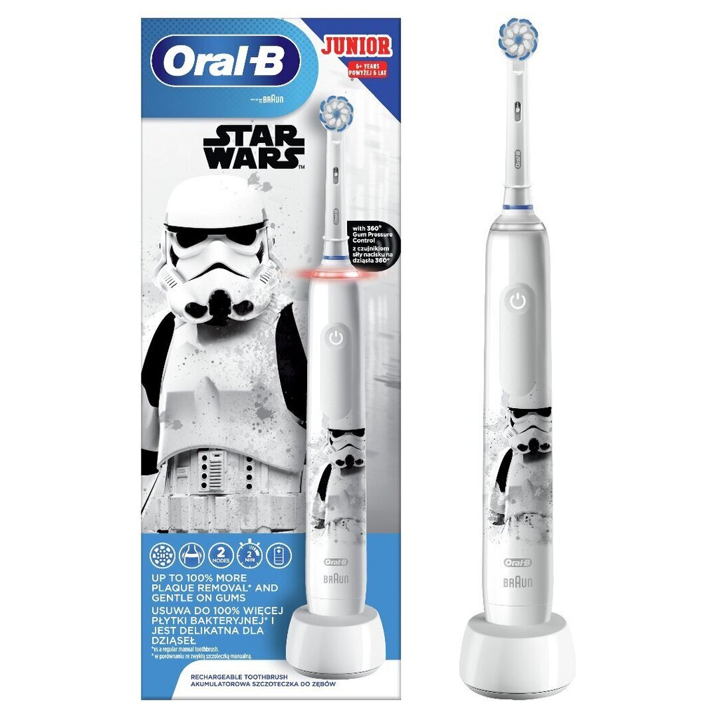 Oral-B D505.513.2K PRO3 JUNIOR 6+ StarWars elektriline hambahari цена и информация | Elektrilised hambaharjad | hansapost.ee