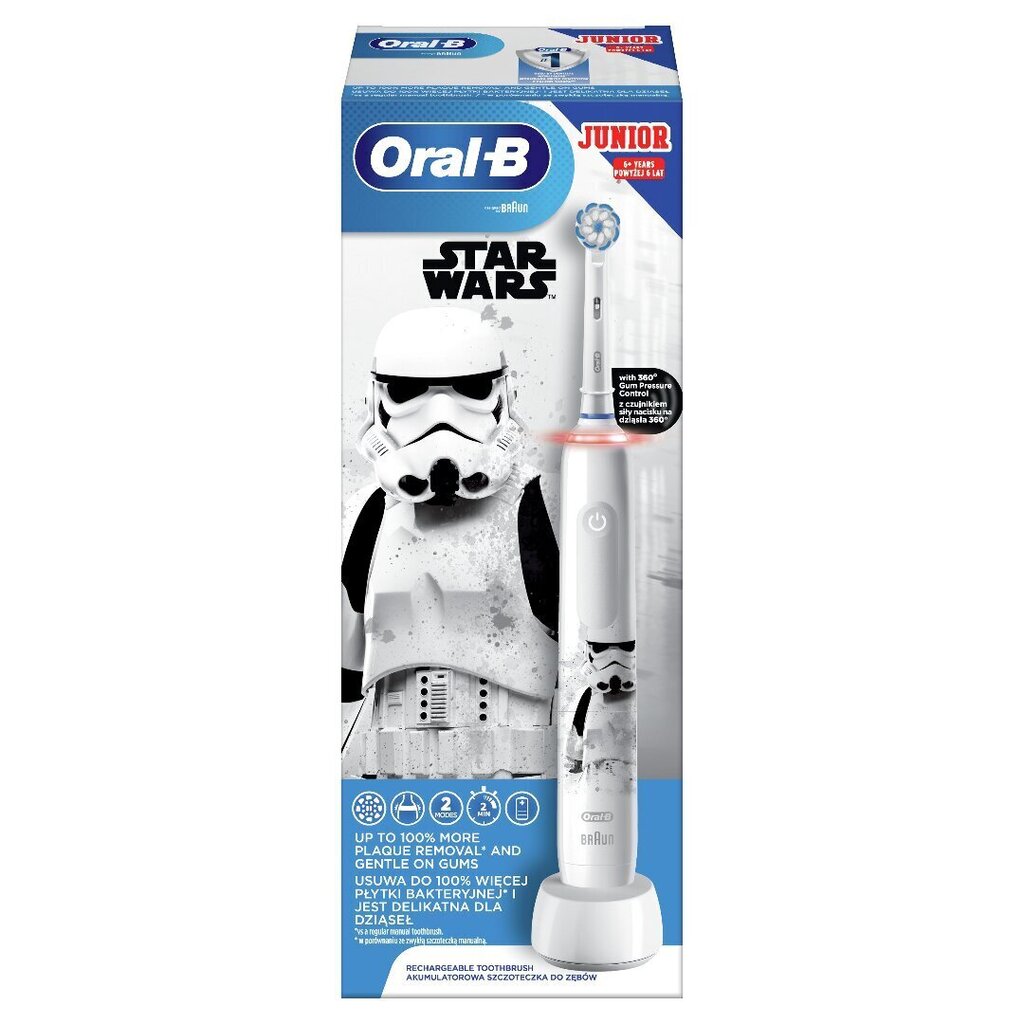 Oral-B D505.513.2K PRO3 JUNIOR 6+ StarWars elektriline hambahari цена и информация | Elektrilised hambaharjad | hansapost.ee