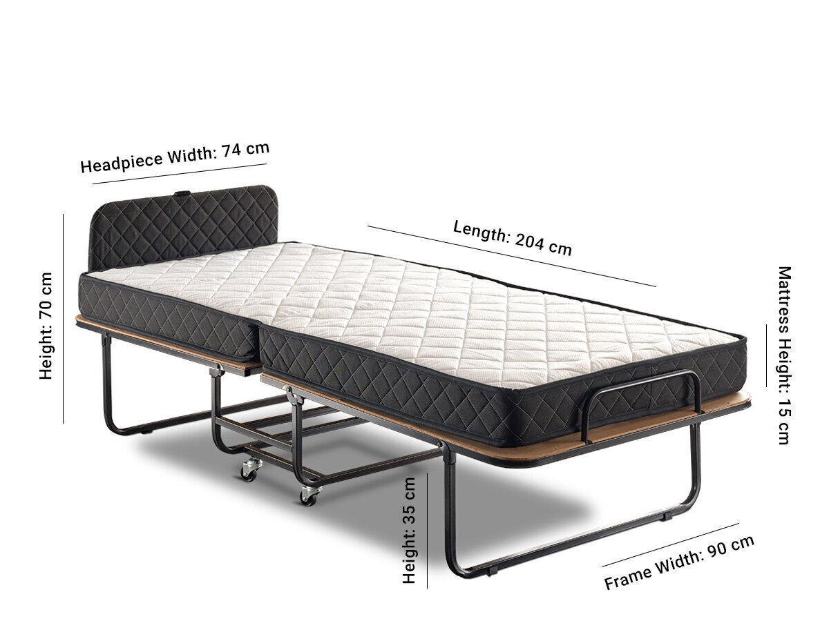 Kokkupandav voodi Kalune Design Niron XL, 90x200 cm, must hind ja info | Voodid | hansapost.ee