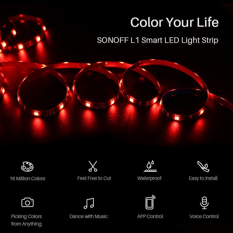 Sonoff L1 2m nutikas LED RGB riba цена и информация | Valgusribad ja LED ribad | hansapost.ee