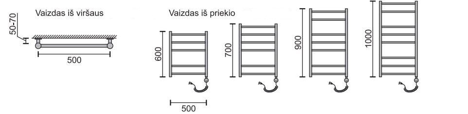 Elektriline käterätikuivati Rosela Viktorija küttekehaga, 500x600 mm, 200W цена и информация | Käterätikuivatid ja vannitoa radiaaotrid | hansapost.ee