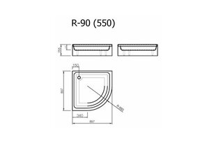 Душевой поддон Vispool R-90, полукруглый, литой камень цена и информация | Стойки для душа | hansapost.ee