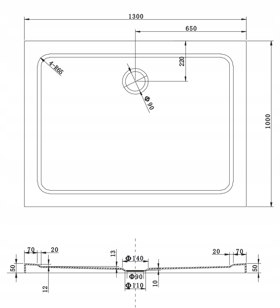 Ristkülikukujuline dušialus Mexen Slim sifooniga 140x70,140x80,140x90,140x100 cm hind ja info | Dušialused | hansapost.ee