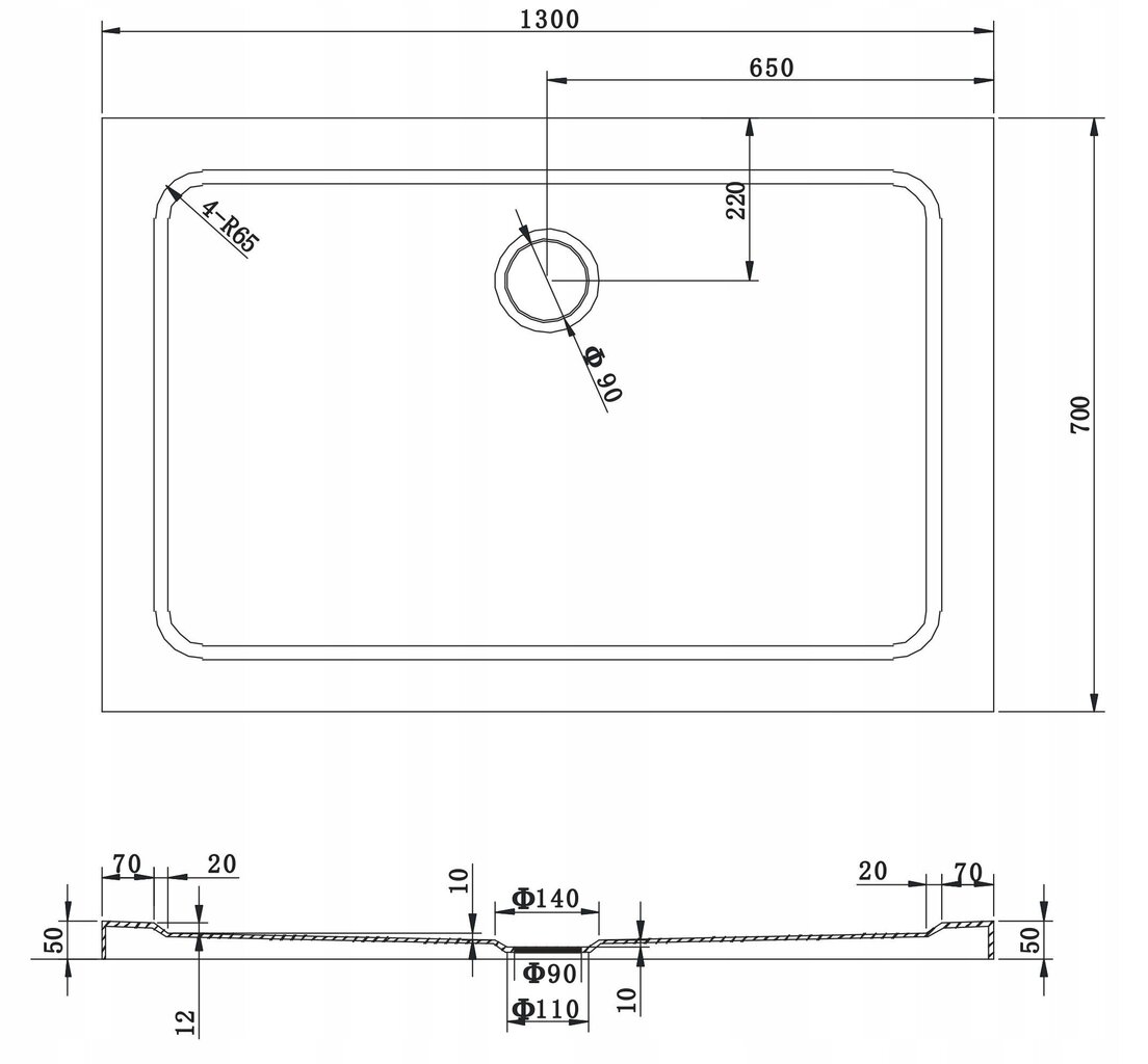 Ristkülikukujuline dušialus Mexen Slim sifooniga 140x70,140x80,140x90,140x100 cm hind ja info | Dušialused | hansapost.ee