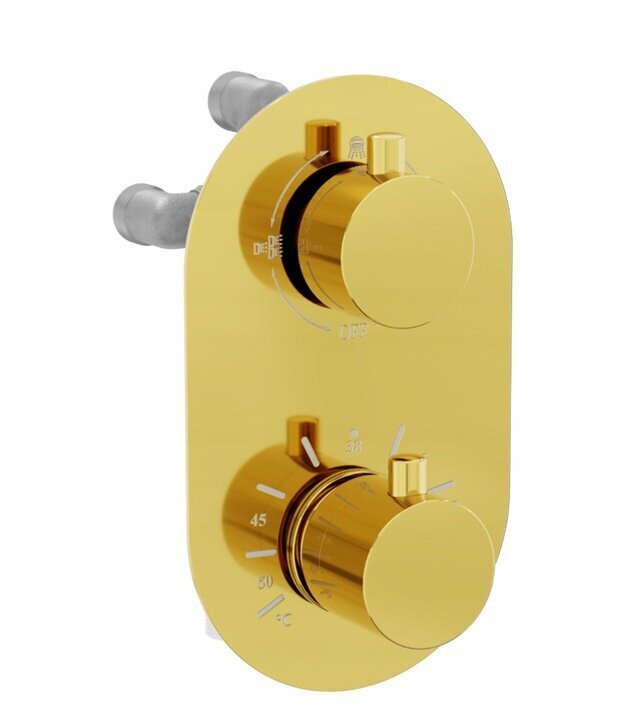 Varjatud dušikomplekt termostaadiga Mexen Kai 6in1, 30 cm, Gold цена и информация | Dušikomplektid ja süsteemid | hansapost.ee