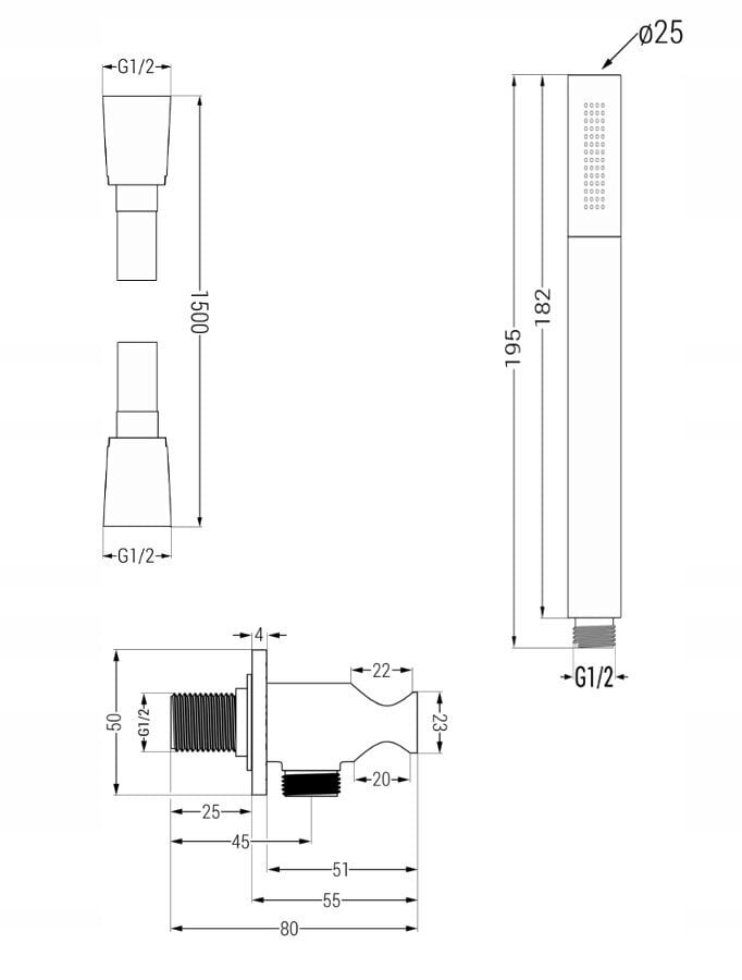 Varjatud dušikomplekt termostaadiga Mexen Kai 6in1, 30 cm, Gold hind ja info | Dušikomplektid ja süsteemid | hansapost.ee