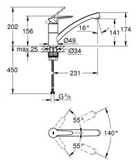 Grohe BauEco однорычажный смеситель для раковины, 31680000 цена и информация | Кухонные смесители  | hansapost.ee