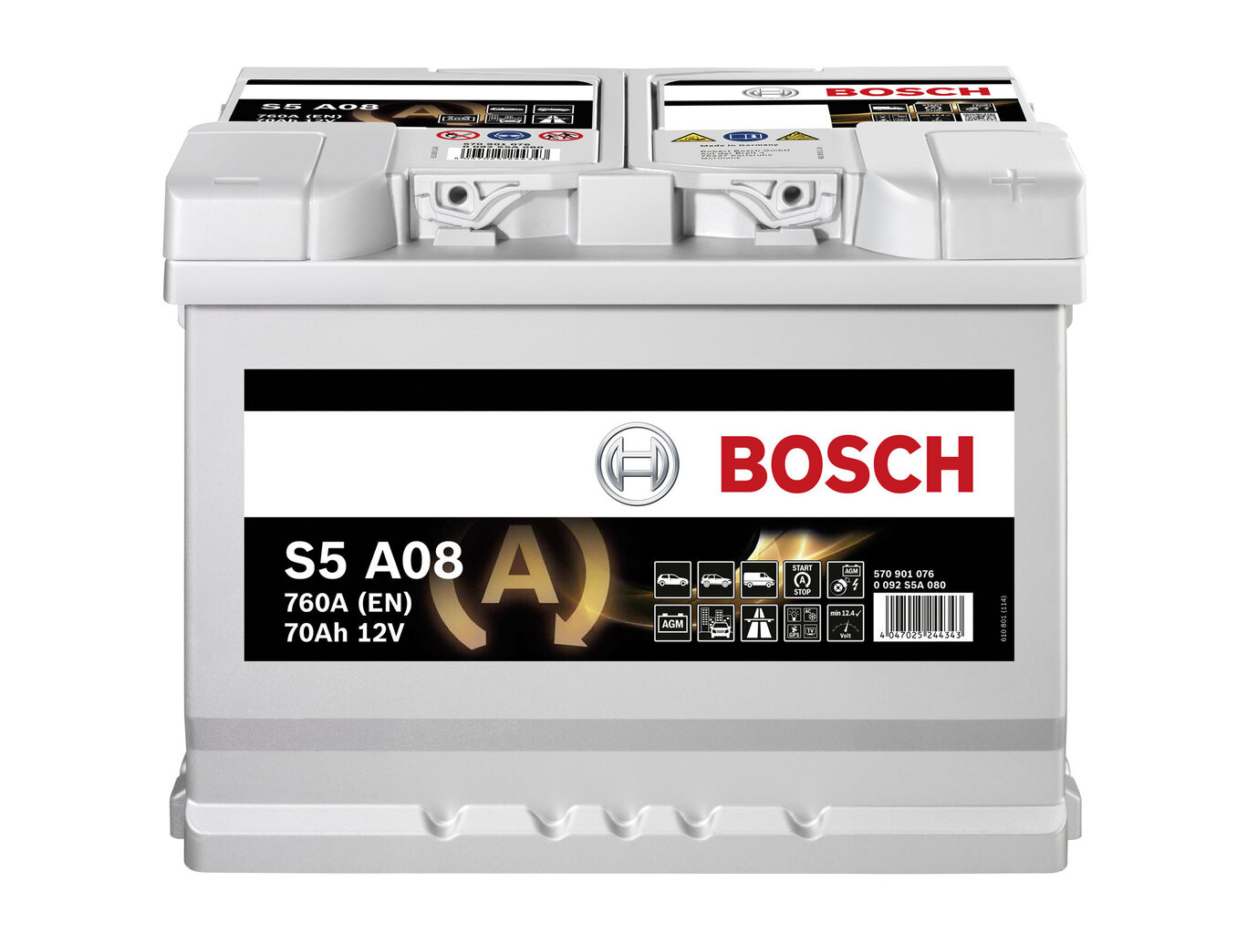 Aku Bosch S5A08 AGM 70AH 760A цена и информация | Autoakud | hansapost.ee
