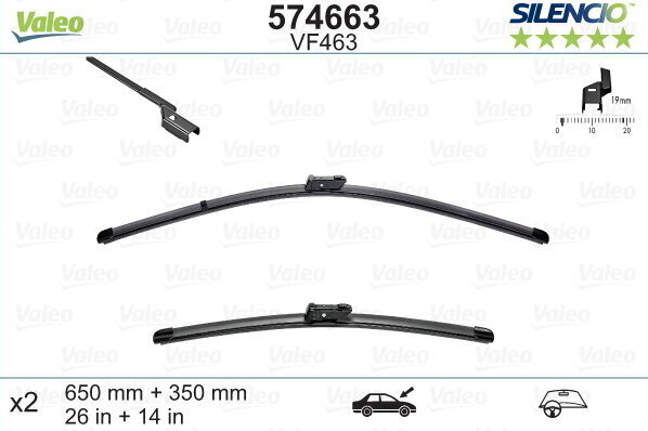 Kojameeste komplekt Valeo Silencio VF463 650/350mm CHEVROLET, FIAT, HYUNDAI, KIA, NISSAN, OPEL цена и информация | Kojamehed | hansapost.ee