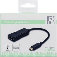 Deltaco USBC-DP, USB-C, 0.1 м цена и информация | Адаптеры, USB-разветвители | hansapost.ee