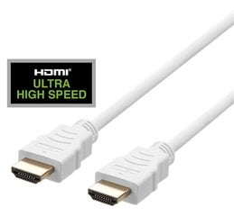 Высокоскоростной кабель HDMI DELTACO ULTRA, 48 Гбит / с, 3 м, eARC, QMS, 8K при 60 Гц, 4K при 120 Гц, белый / HU-30A цена и информация | Кабели и провода | hansapost.ee