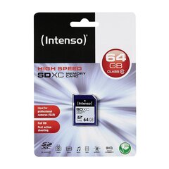 Mälukaart Intenso SDHC 64GB CL10 hind ja info | Fotoaparaatide mälukaardid | hansapost.ee