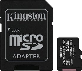 Kingston Canvas Select Plus UHS-I 256 GB цена и информация | Карты памяти для фотоаппаратов, камер | hansapost.ee