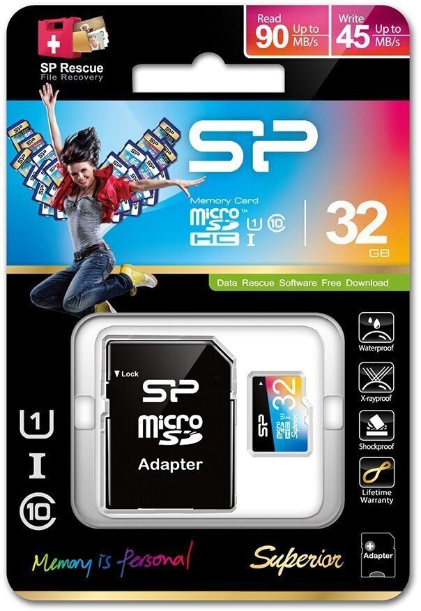 Silicon Power mälukaart microSDHC 32GB Superior UHS-I U1 + adapter hind ja info | Fotoaparaatide mälukaardid | hansapost.ee