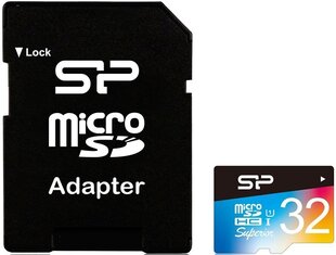 Карта памяти Silicon Power microSDHC, 32 Гб, Superior UHS-I U1 + адаптер цена и информация | Карты памяти для фотоаппаратов | hansapost.ee