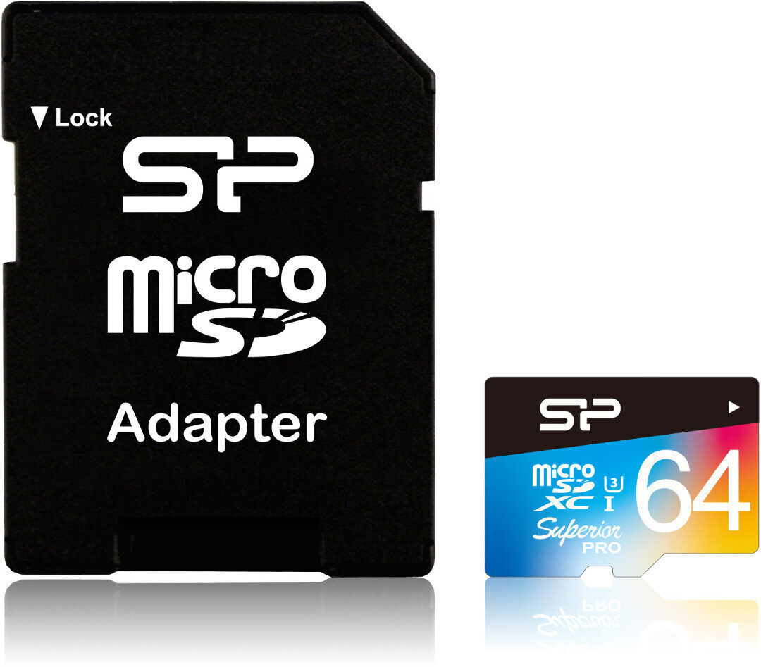 Silicon Power mälukaart microSDXC 64GB Superior Pro Color U3 + adapter цена и информация | Fotoaparaatide mälukaardid | hansapost.ee
