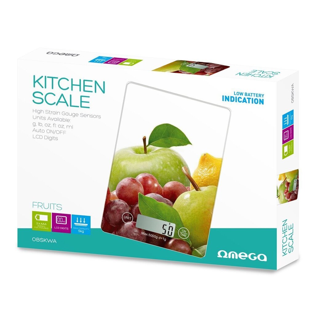 Köögikaal Omega Obskwa Kitchen Scale 20 x 14.5 x 2cm, max 5kg hind ja info | Köögikaalud | hansapost.ee