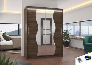 Riidekapp LED valgustusega ADRK Furniture Renzo, tumepruun цена и информация | Шкафы | hansapost.ee