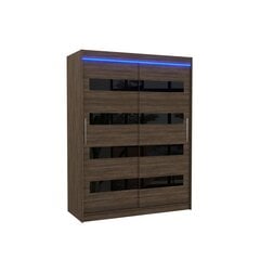 Riidekapp LED valgustusega ADRK Furniture Martinez, tumepruun/must цена и информация | Шкафы | hansapost.ee