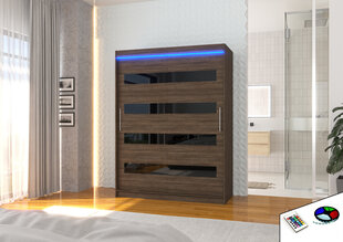 Riidekapp LED valgustusega ADRK Furniture Martinez, tumepruun/must hind ja info | Kapid | hansapost.ee