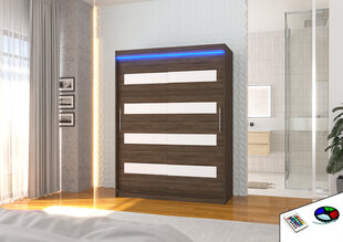 Riidekapp LED valgustusega ADRK Furniture Martinez, tumepruun/valge hind ja info | Kapid | hansapost.ee