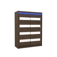 Riidekapp LED valgustusega ADRK Furniture Martinez, tumepruun/valge цена и информация | Шкафы | hansapost.ee