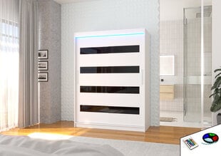 Riidekapp LED valgustusega ADRK Furniture Martinez, valge/must hind ja info | Kapid | hansapost.ee