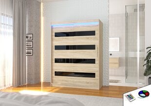Riidekapp LED valgustusega ADRK Furniture Martinez, tamm/must hind ja info | Kapid | hansapost.ee