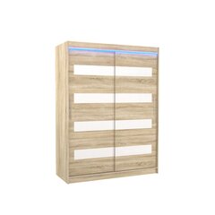 Riidekapp LED valgustusega ADRK Furniture Martinez, tamm/valge цена и информация | Шкафы | hansapost.ee