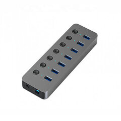 Adapter USB 3.0 - 7 x USB 3.0 koos lülititega hind ja info | USB adapterid ja jagajad | hansapost.ee